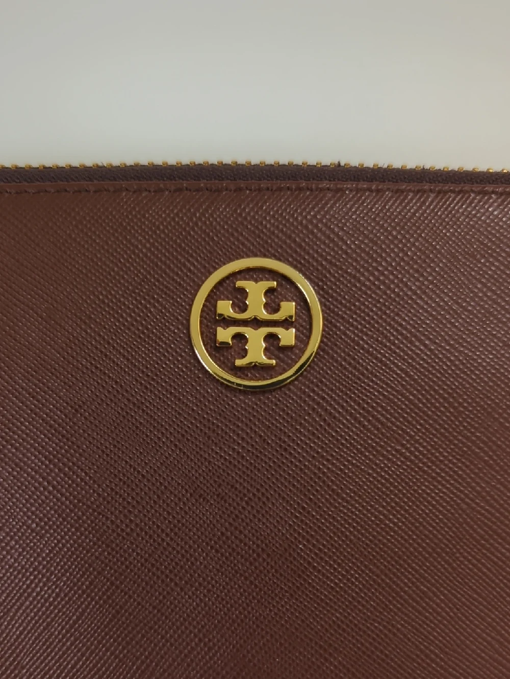 Tory Burch Robinson Zip Around Brown Saffiano Leather Wallet